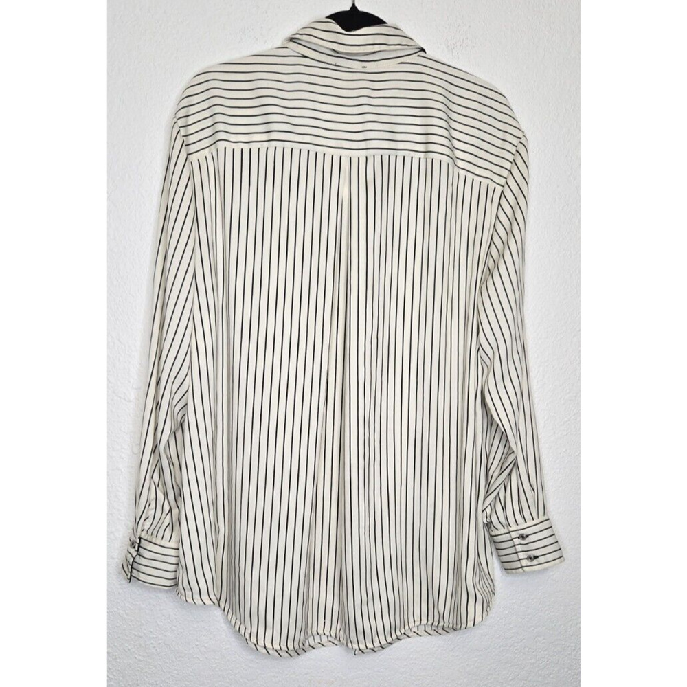 Rachel Zoe Womens Button Up Shirt Plus 2X White Black Striped Long Sleeve Blouse - Picture 5 of 8